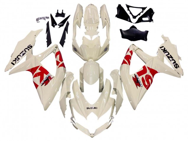 2008-2010 Suzuki GSXR 600 / GSXR 750 Motorcycle Fairings - Cream White Red Black UK Manufacturers