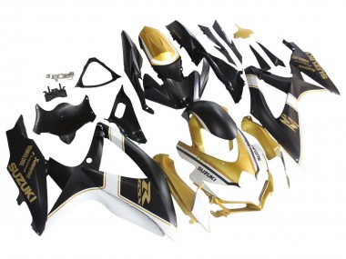 2008-2010 Suzuki GSXR 600 / GSXR 750 Motorcycle Fairings - Matte Black White Gold UK Manufacturers