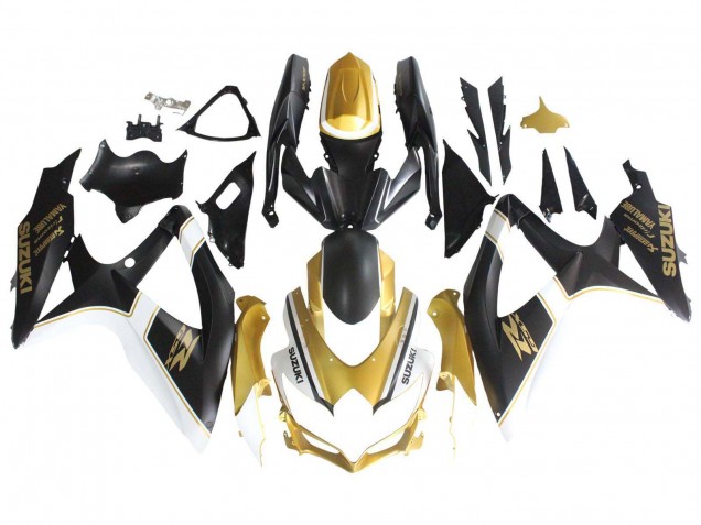2008-2010 Suzuki GSXR 600 / GSXR 750 Motorcycle Fairings - Matte Black White Gold UK Manufacturers