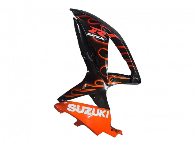 2008-2010 Suzuki GSXR 600 / GSXR 750 Motorcycle Fairings - Glossy Black Orange Flame UK Manufacturers