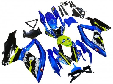 2008-2010 Suzuki GSXR 600 / GSXR 750 Motorcycle Fairings - Blue Fluorescent Green Shark UK Manufacturers