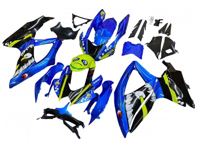 2008-2010 Suzuki GSXR 600 / GSXR 750 Motorcycle Fairings - Blue Fluorescent Green Shark UK Manufacturers