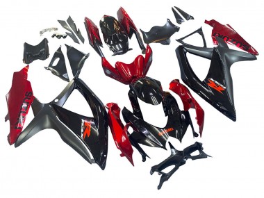 2008-2010 Suzuki GSXR 600 / GSXR 750 Motorcycle Fairing - Red Glossy Black UK Manufacturers
