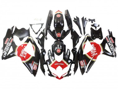 2008-2010 Suzuki GSXR 600 / GSXR 750 Motorcycle Fairings - Glossy Black Red White Motul Lucky Strike UK Manufacturers
