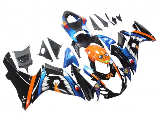 2011-2024 Suzuki GSXR 600 / GSXR 750 Motorcycle Fairings - Light Blue Orange Black White Shark 46 UK Manufacturers