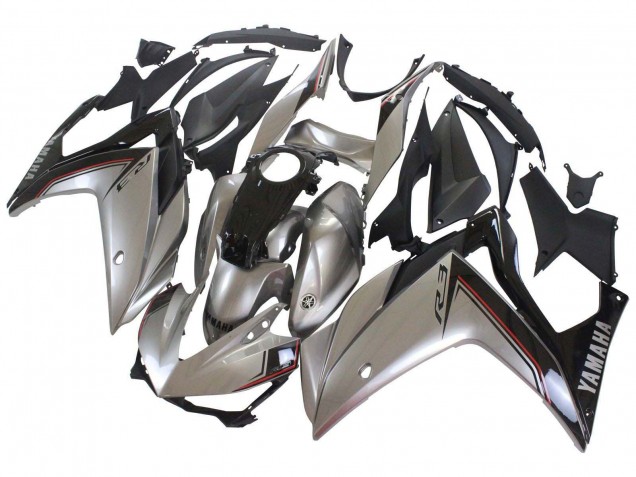 2015-2018 Yamaha YZF R3/R25 Motorcycle Fairings - Silver Black UK Manufacturers