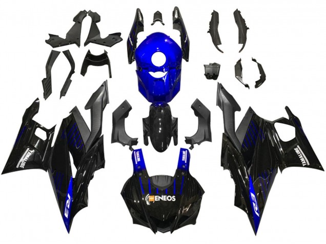 2019-2021 Yamaha YZF R3/R25 Motorcycle Fairings - Blue Black Carbon Fiber ENEOS Yamalube UK Manufacturers