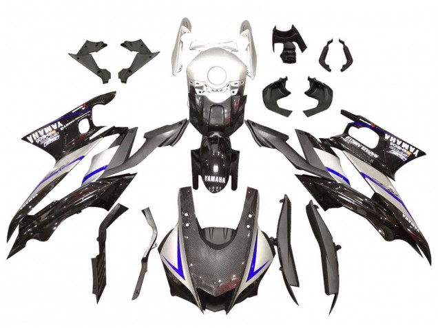 2019-2021 Yamaha YZF R3/R25 Motorcycle Fairings - Silver Glossy Black Carbon Fiber Style UK Manufacturers