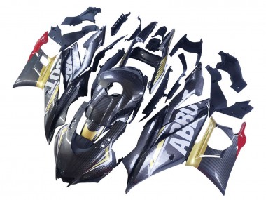 2022-2024 Yamaha YZF R3/R25 Motorcycle Fairings - Black Carbon Fiber Style Gold Red ABBOT UK Manufacturers