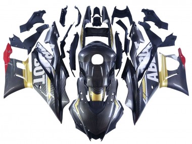 2022-2024 Yamaha YZF R3/R25 Motorcycle Fairings - Black Carbon Fiber Style Gold Red ABBOT UK Manufacturers
