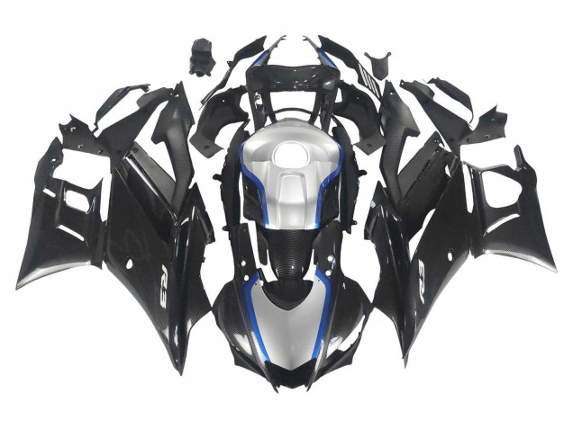 2022-2024 Yamaha YZF R3/R25 Motorcycle Fairings - Black Carbon Fiber Style Silver Blue UK Manufacturers