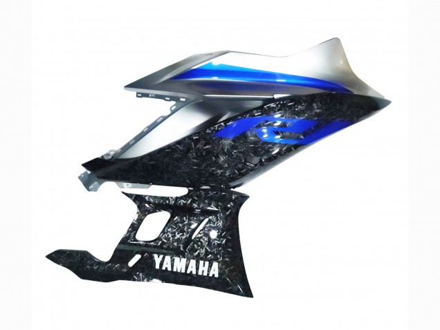 2022-2024 Yamaha YZF R3/R25 Motorcycle Fairings - Marble Black Silver Blue Forged Carbon Fiber Style UK Manufacturers