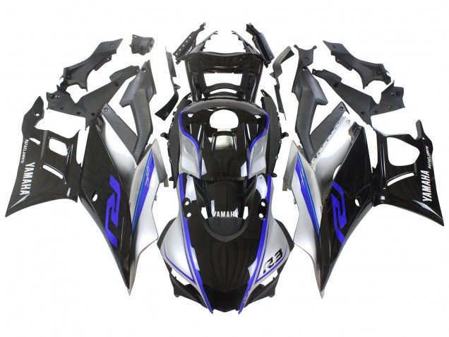 2022-2024 Yamaha YZF R3/R25 Motorcycle Fairings - Silver Blue Glossy Black UK Manufacturers