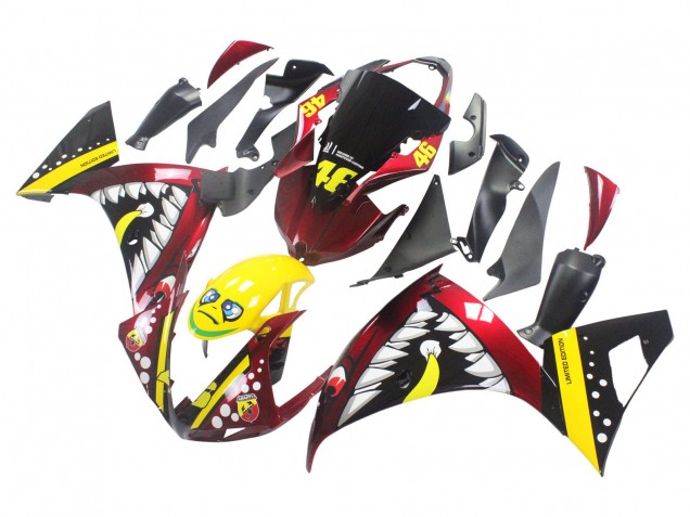 2009-2011 Yamaha YZF 1000 R1 Motorcycle Fairings - Red Yellow Black Shark 46 UK Manufacturers