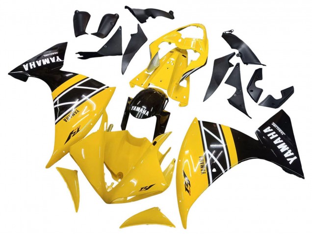 2009-2011 Yamaha YZF 1000 R1 Motorcycle Fairing Kits - Yellow White Black Stripe UK Manufacturers