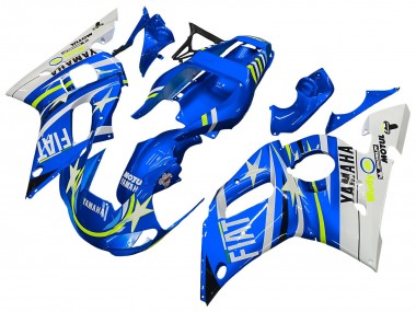 1998-2002 Yamaha YZF 600 R6 Motorcycle Fairings - White Blue Neon Yellow Fiat Motul Michelin UK Manufacturers