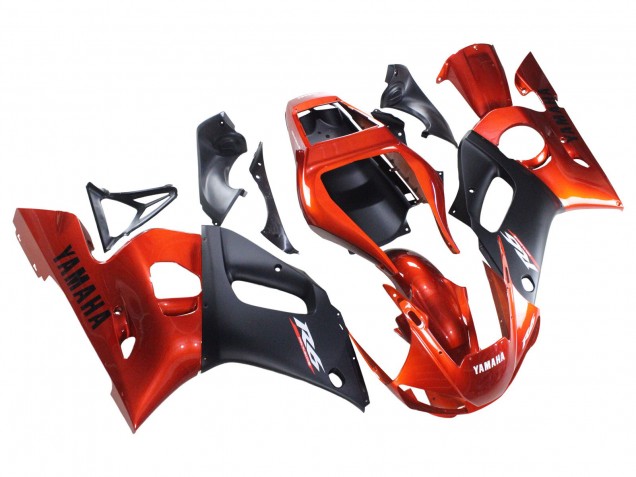 1998-2002 Yamaha YZF 600 R6 Motorcycle Fairings - Orange Matte Black UK Manufacturers