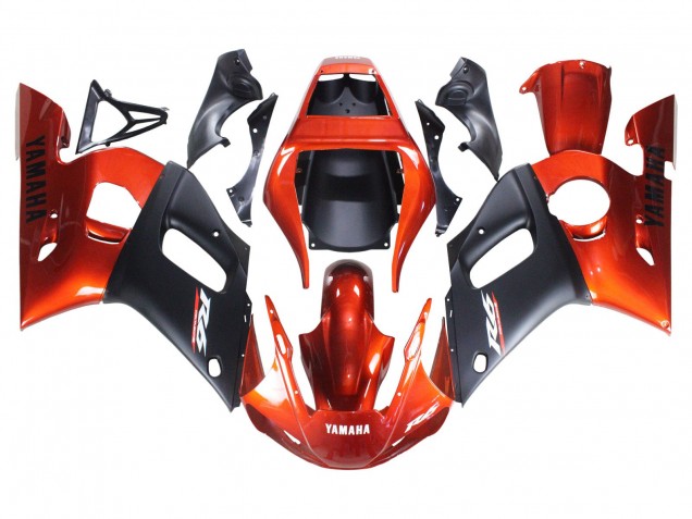 1998-2002 Yamaha YZF 600 R6 Motorcycle Fairings - Orange Matte Black UK Manufacturers