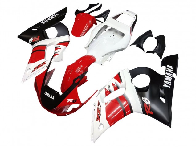 1998-2002 Yamaha YZF 600 R6 Motorcycle Fairings - White Red Glossy Black UK Manufacturers