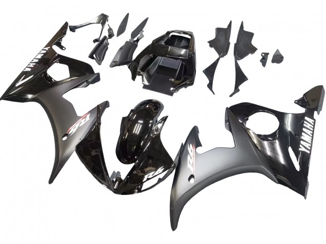 2006-2009 Yamaha YZF R6S Motorcycle Fairings - Glossy Black Matte Black White Decals UK Manufacturers