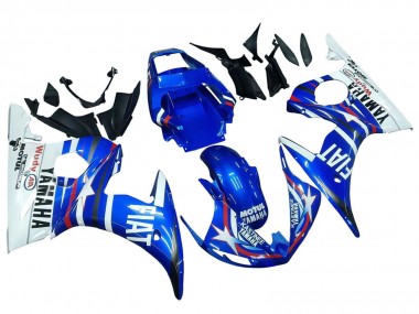 2003-2004 Yamaha YZF R6 Motorcycle Fairings - White Blue Fiat Motul Kastinee UK Manufacturers
