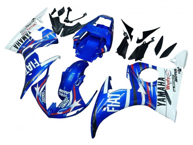 2006-2009 Yamaha YZF R6S Motorcycle Fairings - White Blue Fiat Motul Kastinee UK Manufacturers