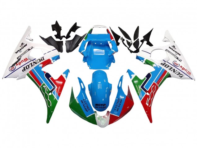 2006-2009 Yamaha YZF R6S Motorcycle Fairings - White Blue Green Red Kastinee Dunlop Motul UK Manufacturers
