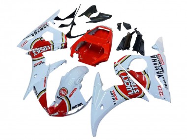 2006-2009 Yamaha YZF R6S Motorcycle Fairings - White Red Lucky Strike Motul UK Manufacturers
