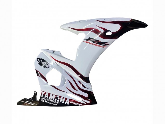 2006-2009 Yamaha YZF R6S Motorcycle Fairings - White with Dark Black Flame UK Manufacturers