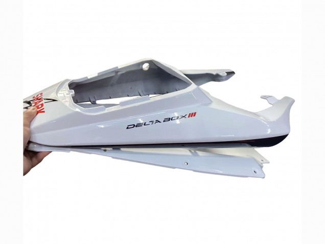 2006-2009 Yamaha YZF R6S Motorcycle Fairings - White with Dark Black Flame UK Manufacturers