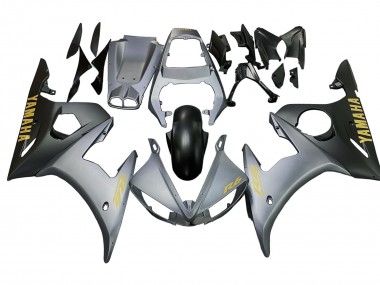 2006-2009 Yamaha YZF R6S Motorcycle Fairings - Matte Grey Matte Black Gold Decals UK Manufacturers