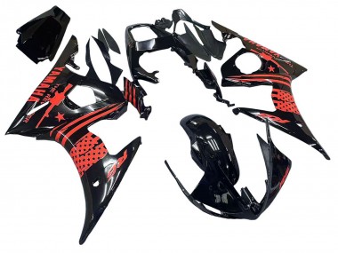 2006-2009 Yamaha YZF R6S Motorcycle Fairing - Glossy Black Red UK Manufacturers