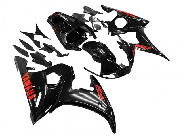2006-2009 Yamaha YZF R6S Motorcycle Fairings - Glossy Black Red UK Manufacturers