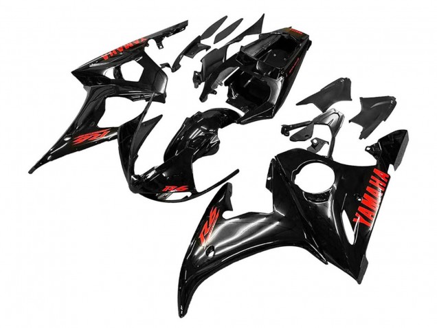 2006-2009 Yamaha YZF R6S Motorcycle Fairings - Glossy Black Red UK Manufacturers
