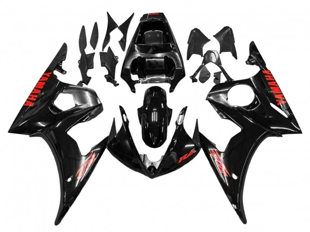 2006-2009 Yamaha YZF R6S Motorcycle Fairings - Glossy Black Red UK Manufacturers