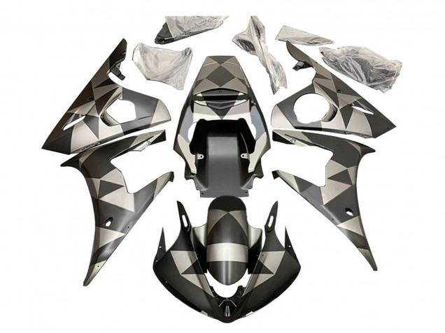 2006-2009 Yamaha YZF R6S Motorcycle Fairings - Black Red Geometric UK Manufacturers