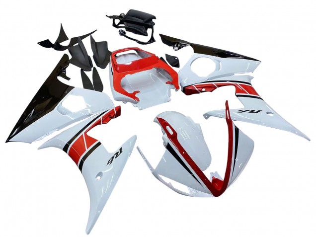 2006-2009 Yamaha YZF R6S Motorcycle Fairings - White Red Glossy Black UK Manufacturers