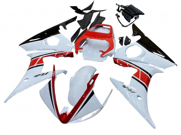 2006-2009 Yamaha YZF R6S Motorcycle Fairings - White Red Glossy Black UK Manufacturers