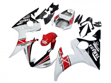 2006-2009 Yamaha YZF R6S Motorcycle Fairings - White Red Glossy Black Motul UK Manufacturers