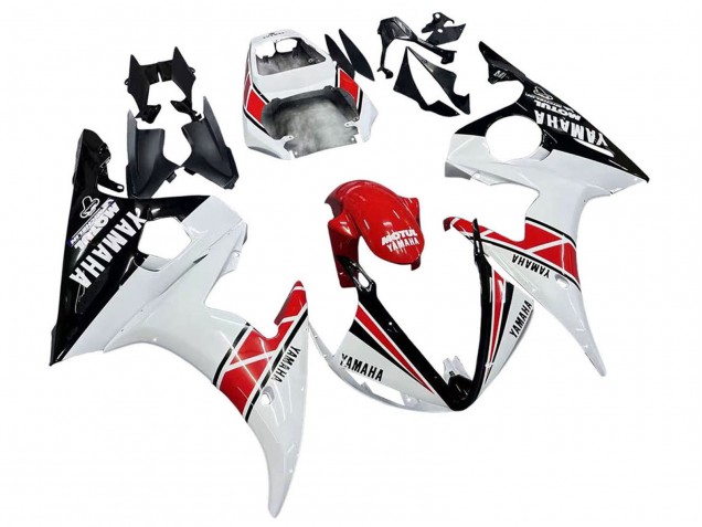 2006-2009 Yamaha YZF R6S Motorcycle Fairings - White Red Glossy Black Motul UK Manufacturers