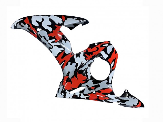 2006-2009 Yamaha YZF R6S Motorcycle Fairings - Black Red Grey Camouflage UK Manufacturers