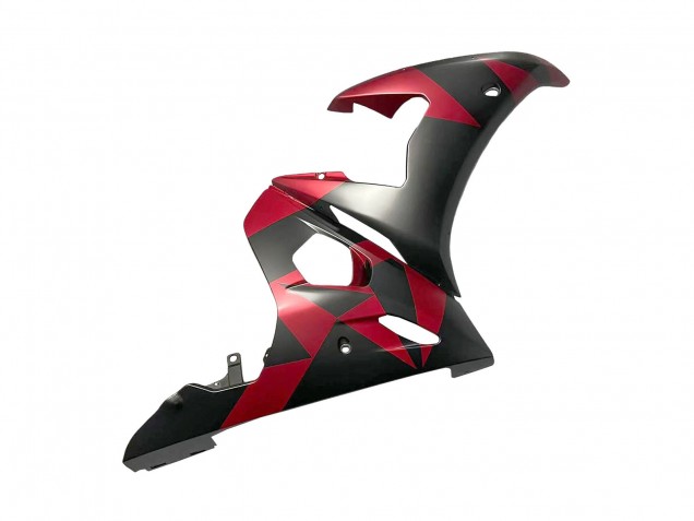 2005 Yamaha YZF 600 R6 Motorcycle Fairings - Matte Black Red Geometric UK Manufacturers