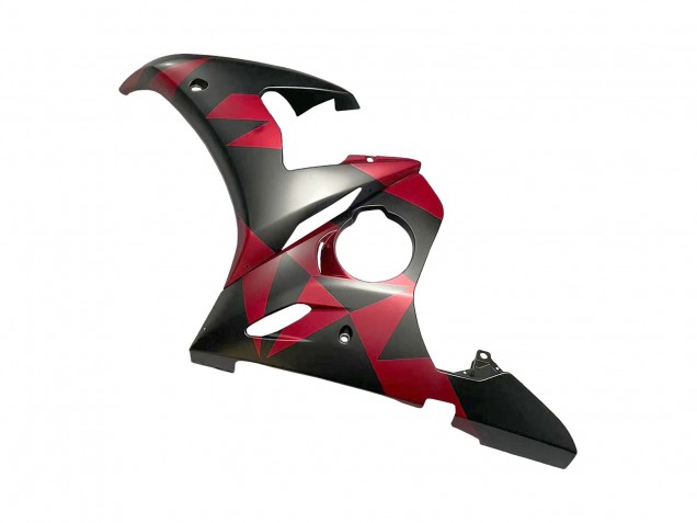 2005 Yamaha YZF 600 R6 Motorcycle Fairings - Matte Black Red Geometric UK Manufacturers