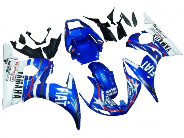 2005 Yamaha YZF 600 R6 Motorcycle Fairings - Blue White Red Motul Michelin Fiat UK Manufacturers