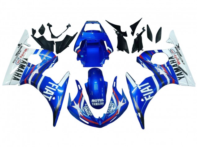 2005 Yamaha YZF 600 R6 Motorcycle Fairings - Blue White Red Motul Michelin Fiat UK Manufacturers