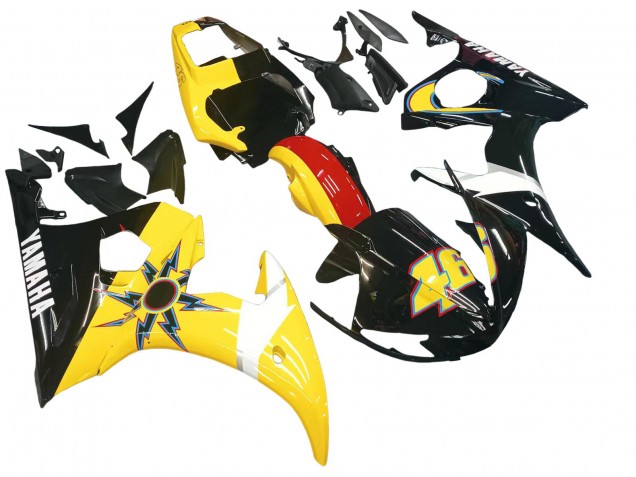 2005 Yamaha YZF 600 R6 Motorcycle Fairings - Black Yellow Red 46 UK Manufacturers