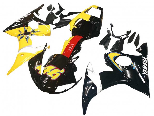 2005 Yamaha YZF 600 R6 Motorcycle Fairings - Black Yellow Red 46 UK Manufacturers