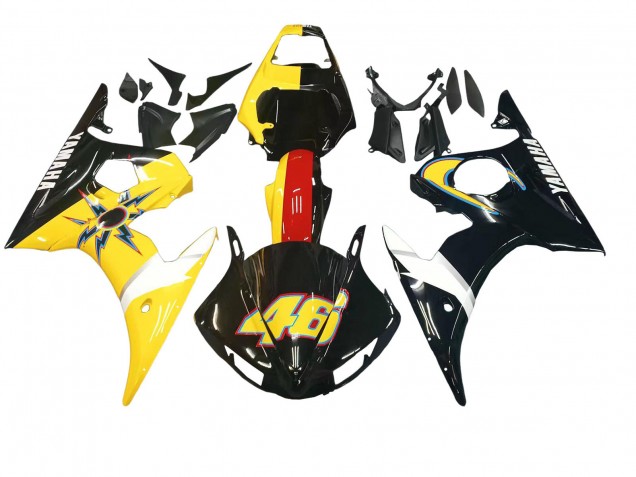 2005 Yamaha YZF 600 R6 Motorcycle Fairings - Black Yellow Red 46 UK Manufacturers