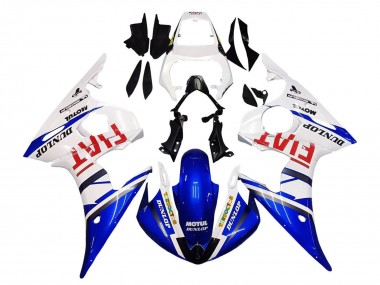 2005 Yamaha YZF 600 R6 Motorcycle Fairings - White Blue Dunlop Fiat Motul UK Manufacturers