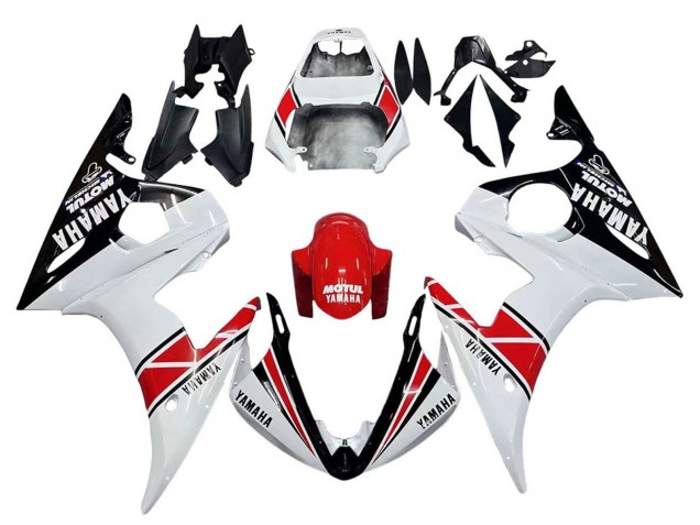 2005 Yamaha YZF 600 R6 Motorcycle Fairings - White Black Red Motul UK Manufacturers